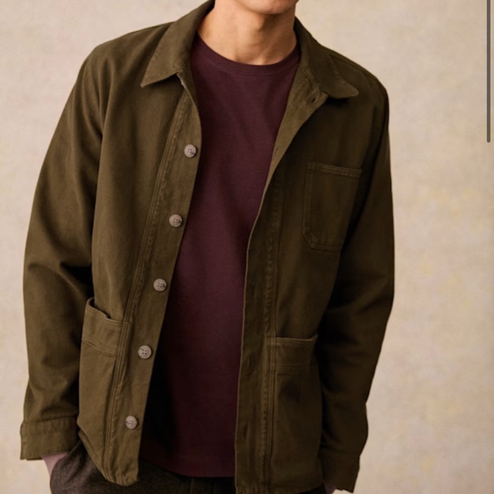 sezane / octobre editions will chore jacket in dark khaki